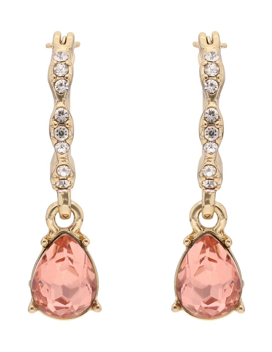 Arracadas de gota Peachy Peonies con acabado brillante cristal