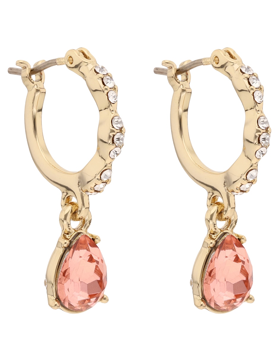 Arracadas de gota Peachy Peonies con acabado brillante cristal 2