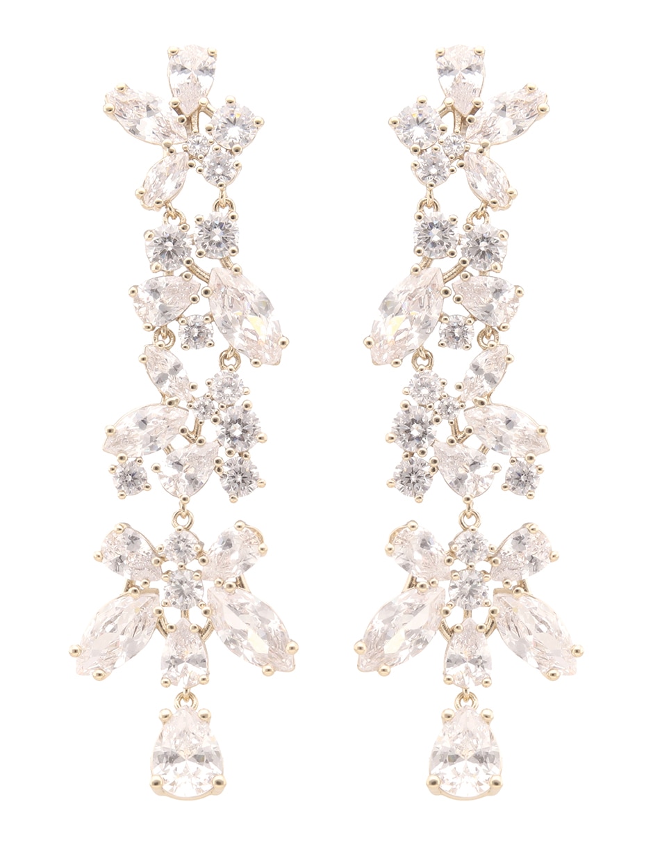 Aretes largos Dazzling Haze Gold con acabado pavé cristal