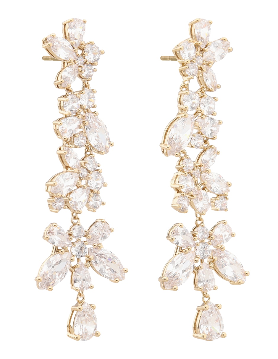 Aretes largos Dazzling Haze Gold con acabado pavé cristal 2