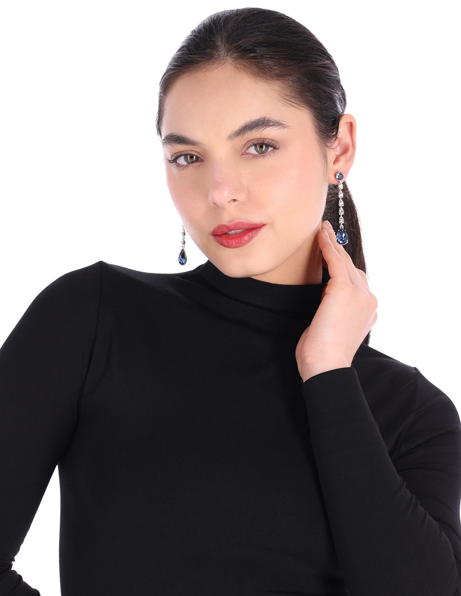 Aretes de gota Daydreamin' Denim con acabado brillante cristal 3