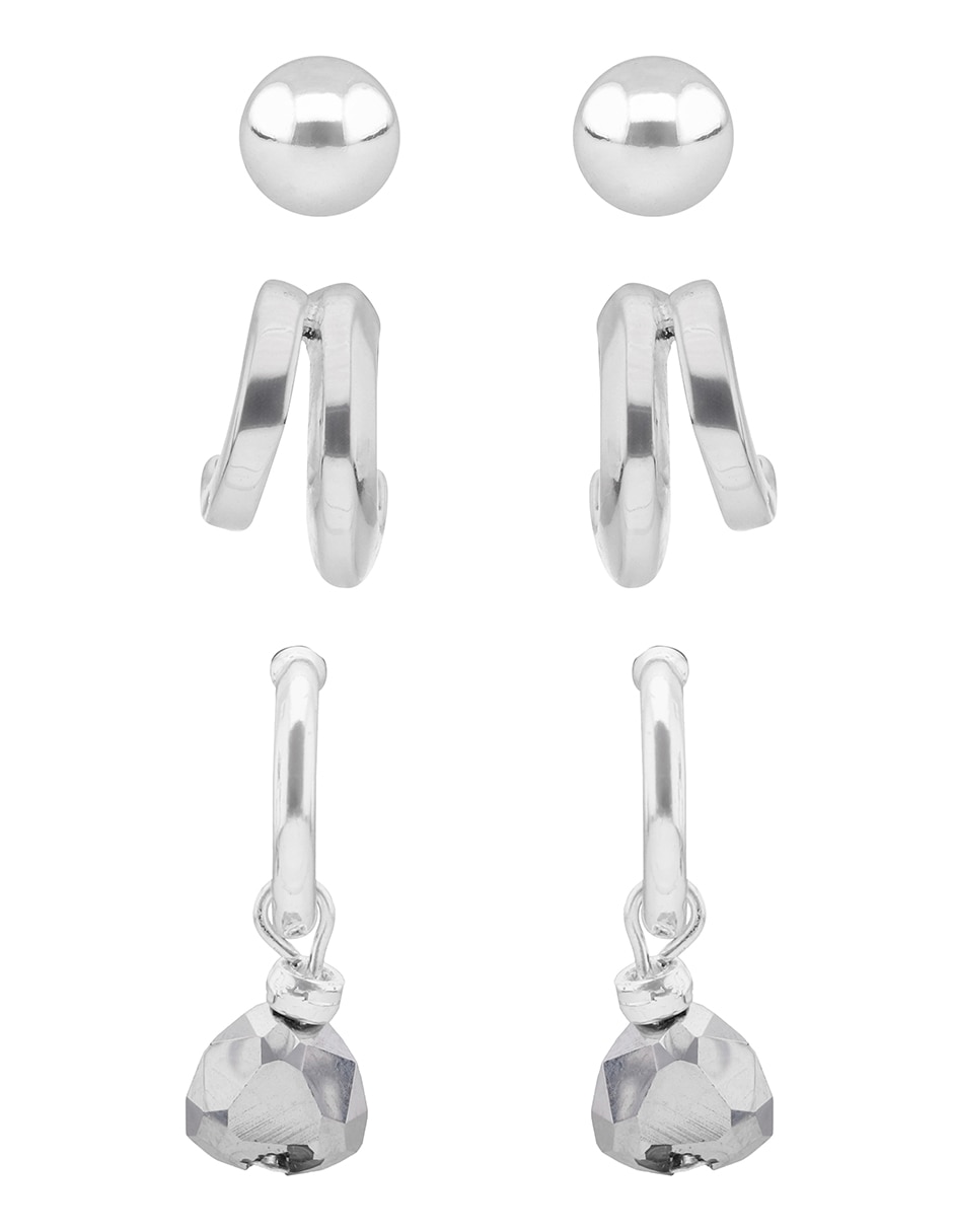 Set de aretes Stormy Beads con acabado brillante