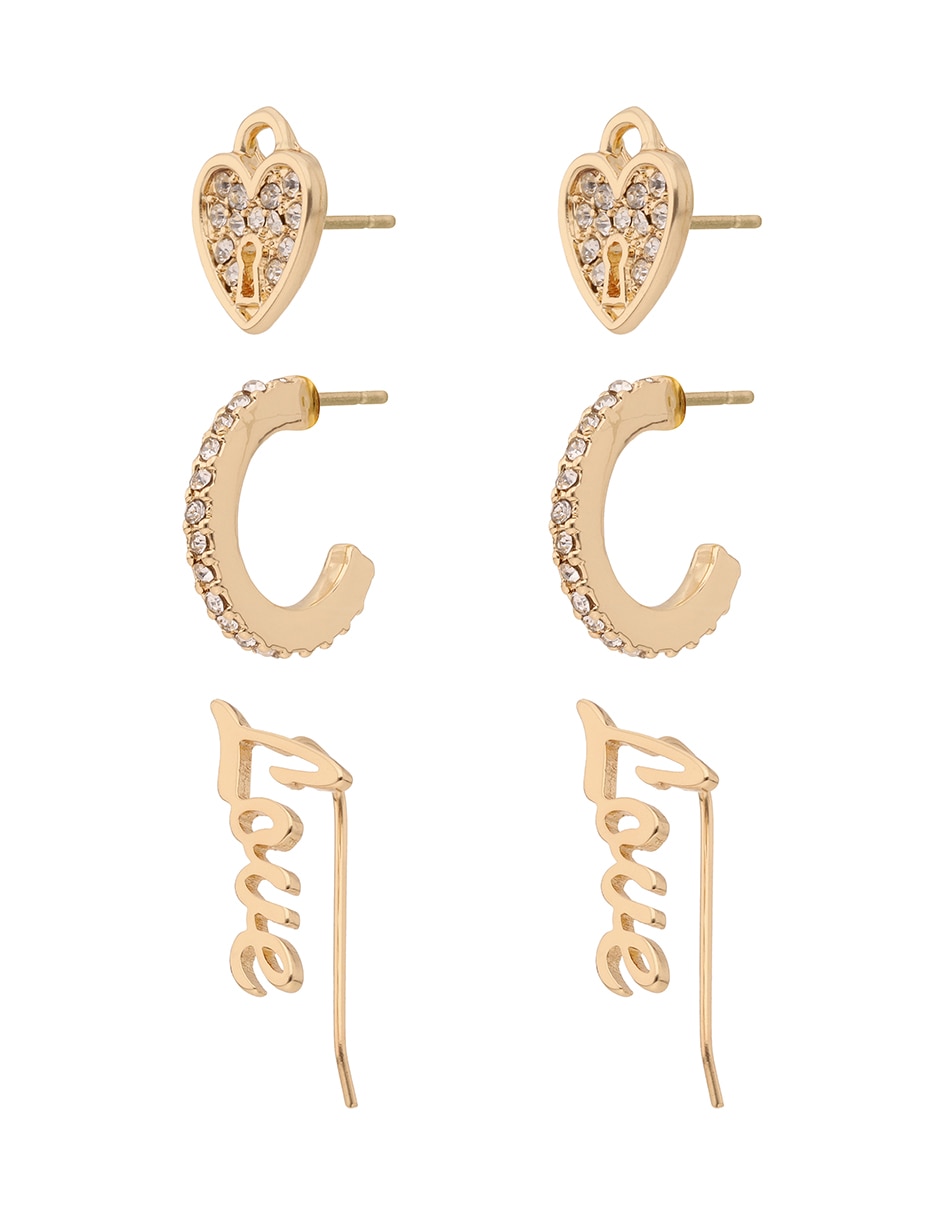 Set de aretes Love Charms con acabado brillante zirconia 2