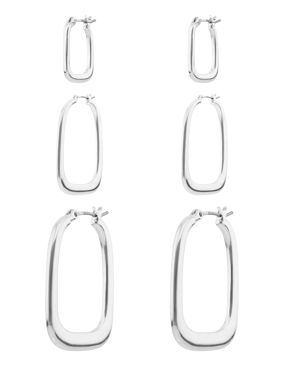Set de aretes rectangulares con acabado brillante 2