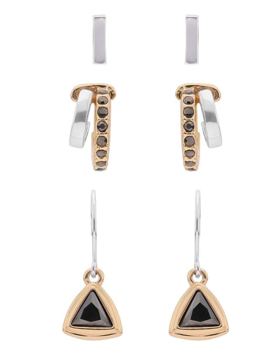 Set de aretes Tritone Emblemson acabado brillante zirconia