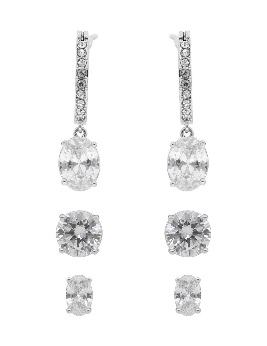 Set de aretes Glamour Hour con acabado pavé cristal