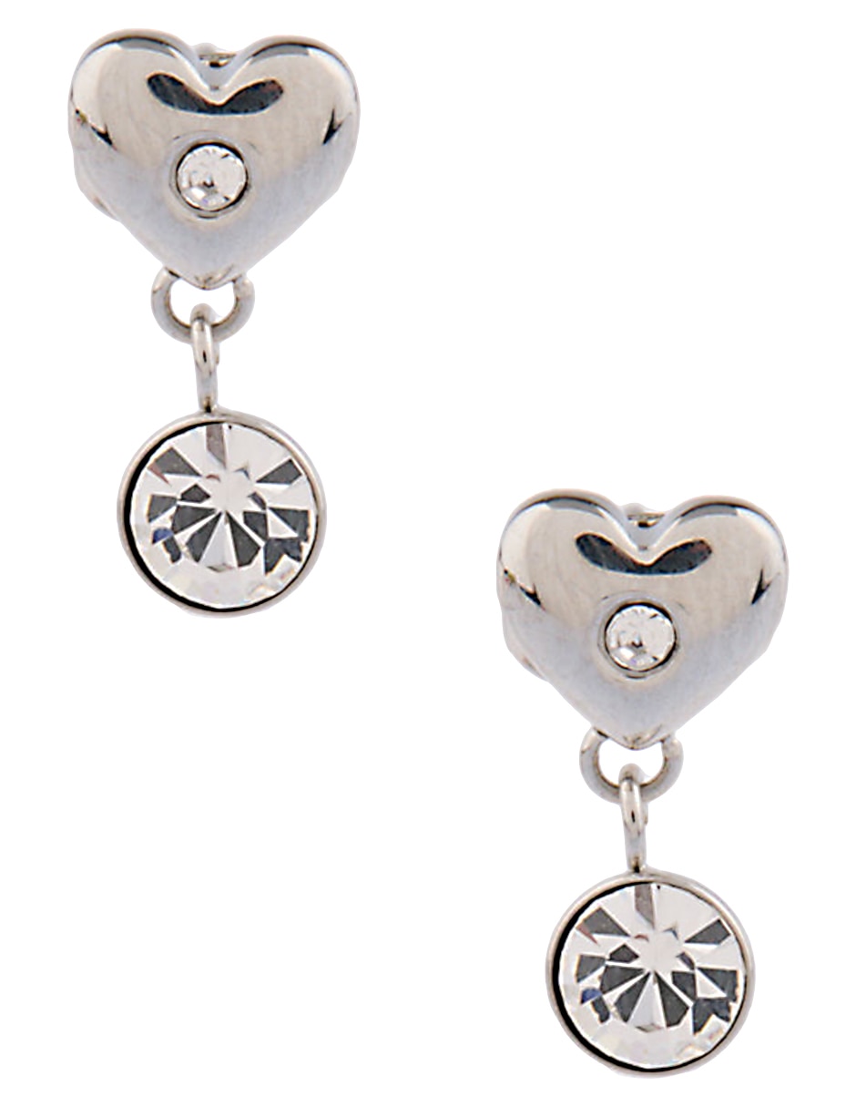 Aretes de corazón Chra con acabado brillante cristal Aretes de corazón Chra con acabado brillante cristal