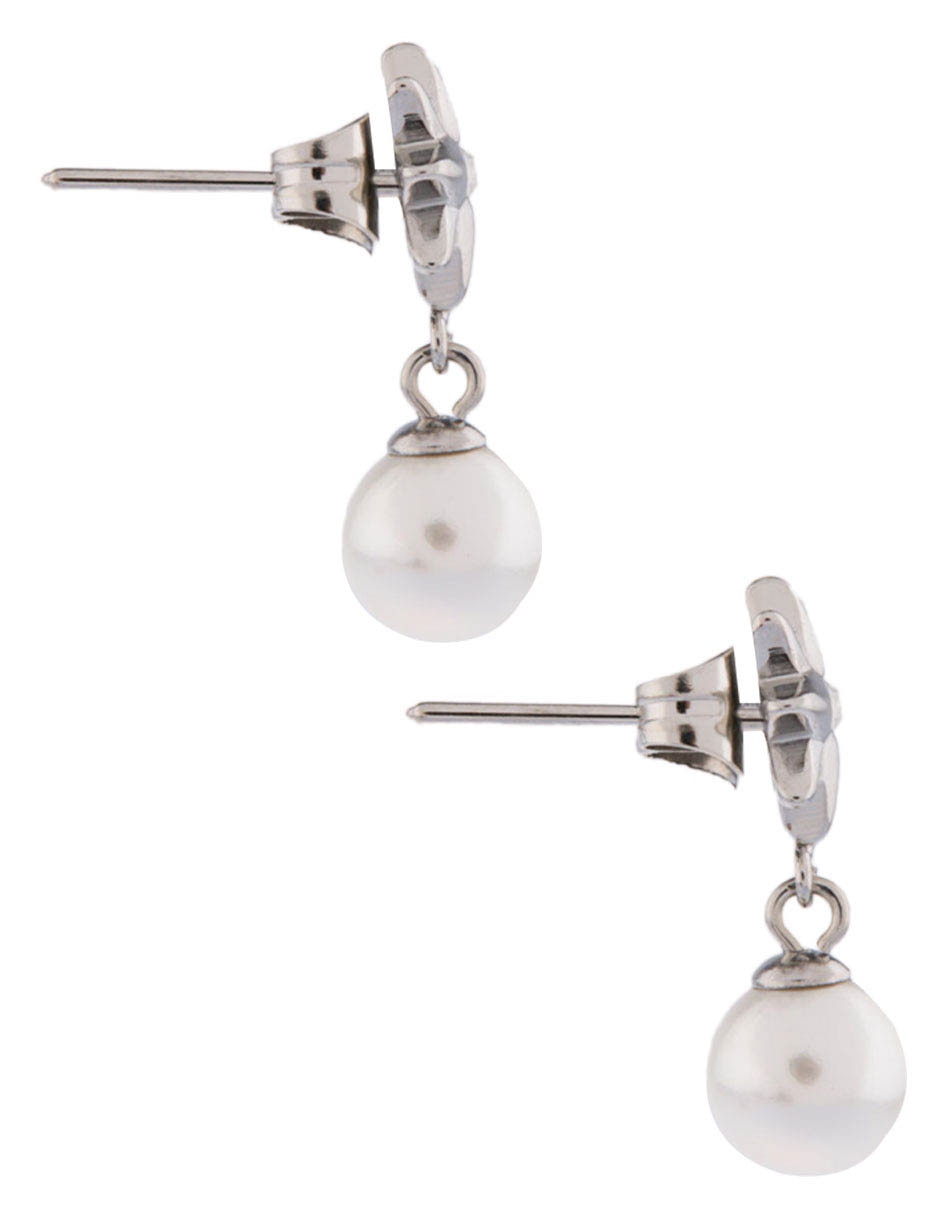 Aretes de estrella Chra con acabado brillante perla 3