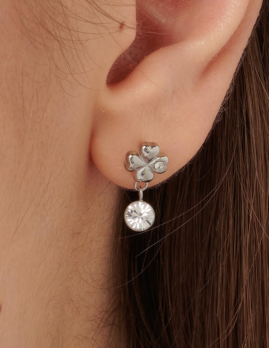 Aretes de trébol Chakra con acabado brillante cristal 2