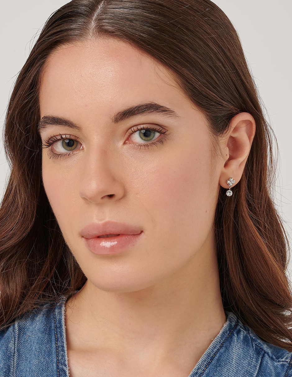 Aretes de trébol Chakra con acabado brillante cristal 3
