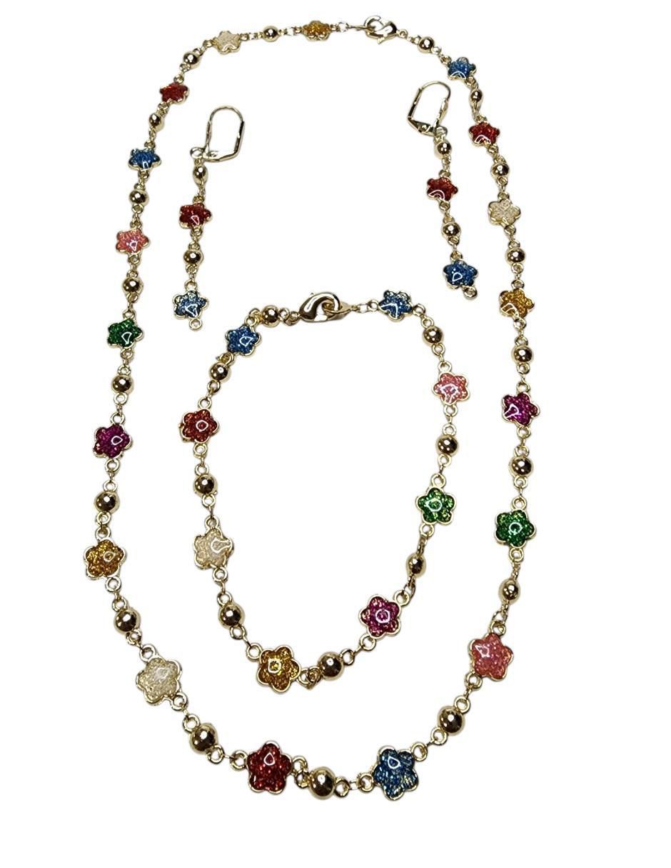 Aretes, collar y pulsera de flor Floral
