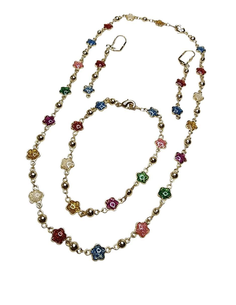 Aretes, collar y pulsera de flor Floral 2