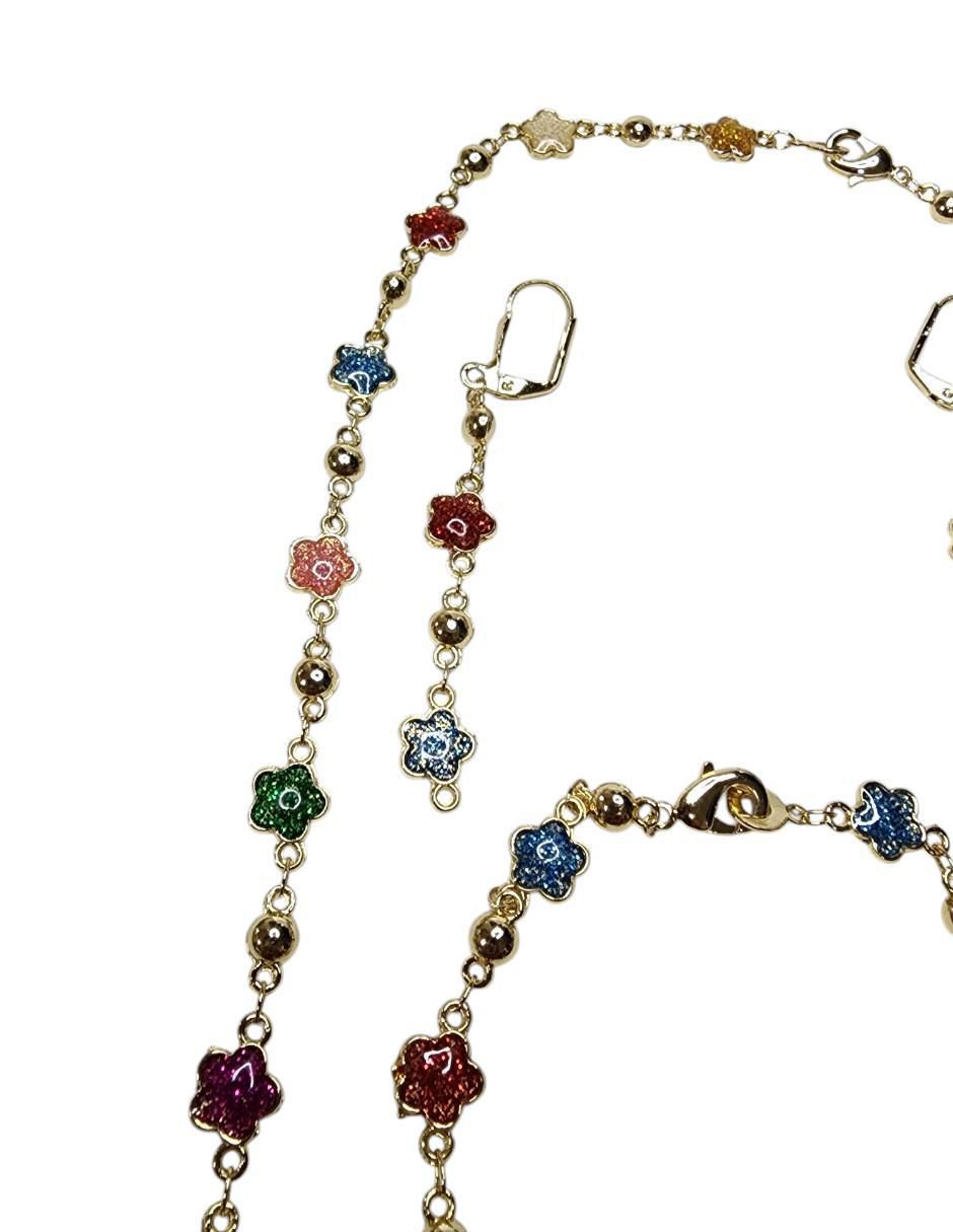 Aretes, collar y pulsera de flor Floral 6
