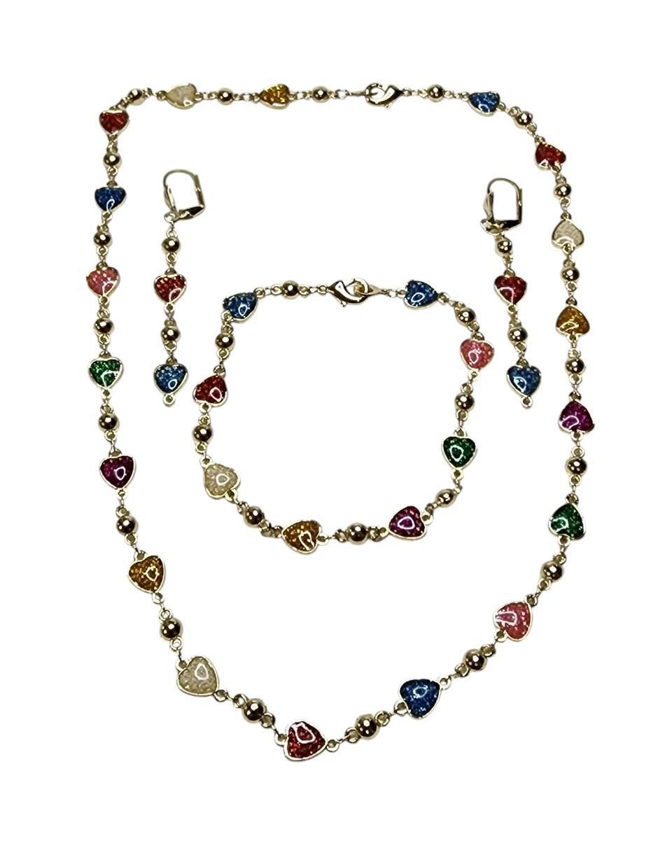 Aretes, collar y pulsera de corazón Amor