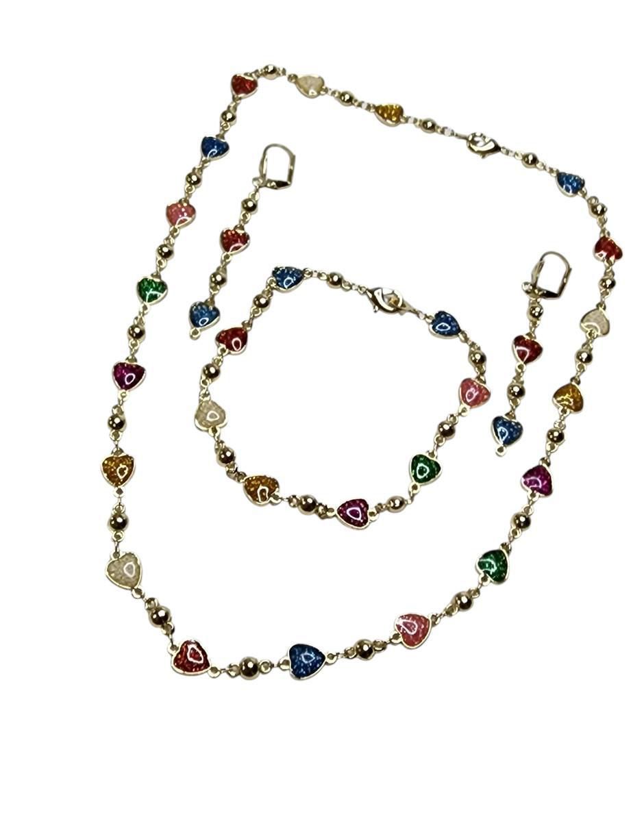 Aretes, collar y pulsera de corazón Amor 2
