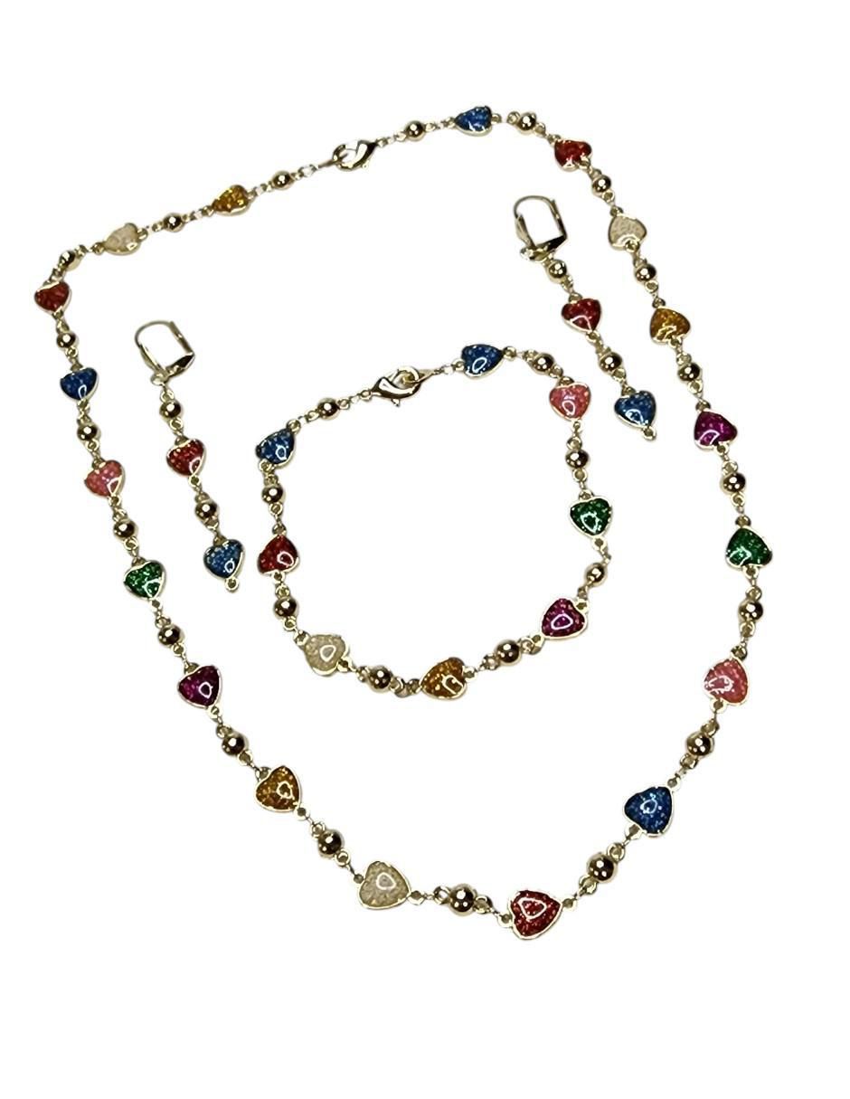Aretes, collar y pulsera de corazón Amor 3