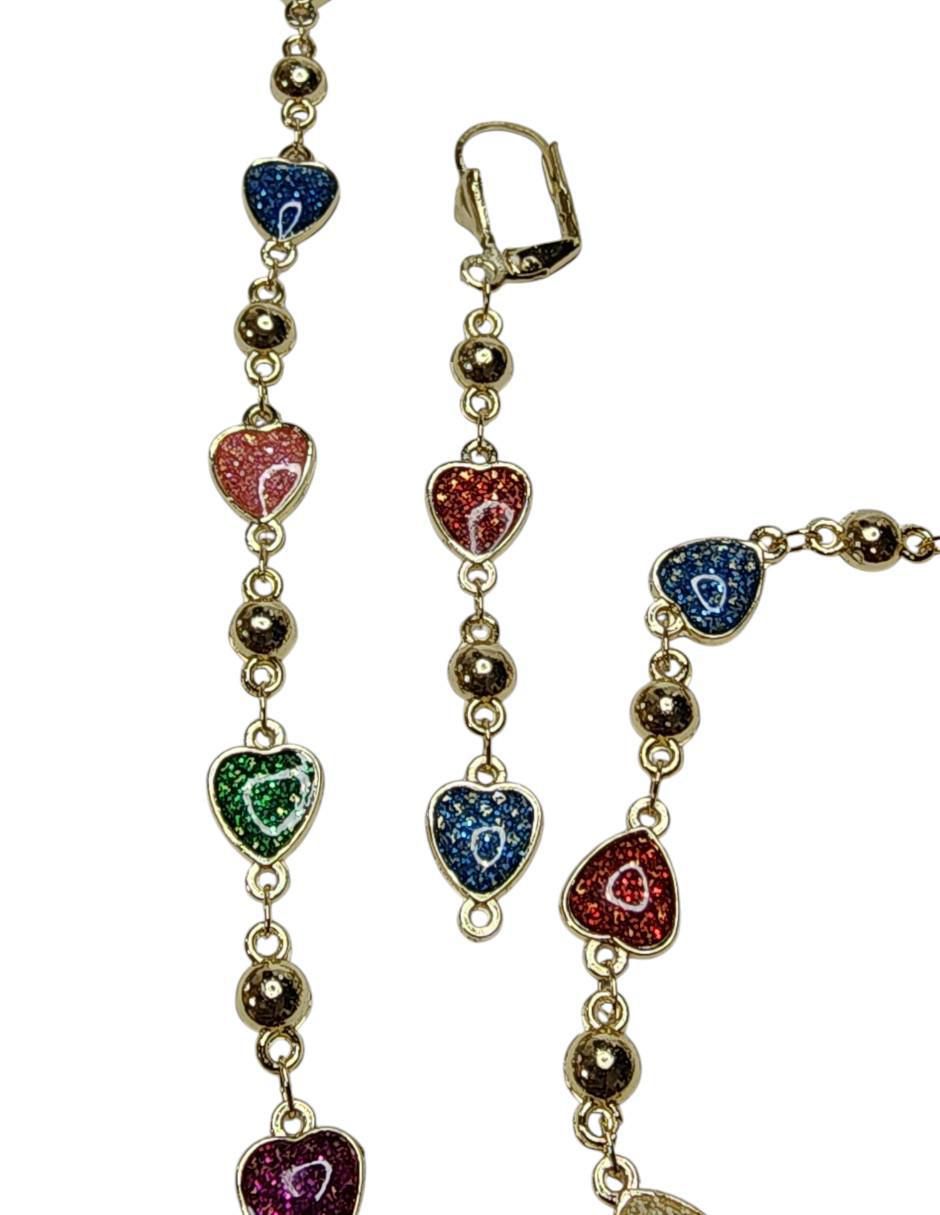 Aretes, collar y pulsera de corazón Amor 4