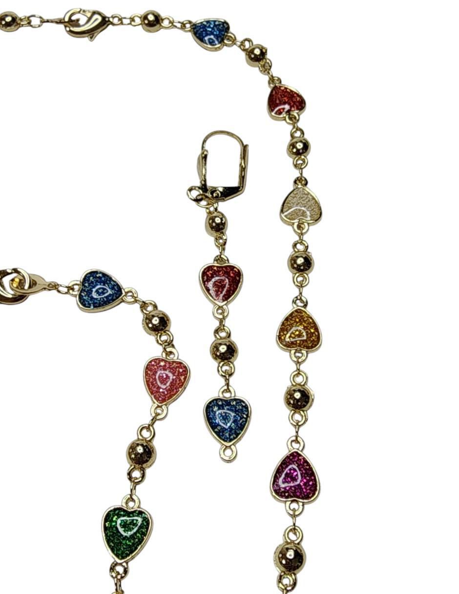 Aretes, collar y pulsera de corazón Amor 6