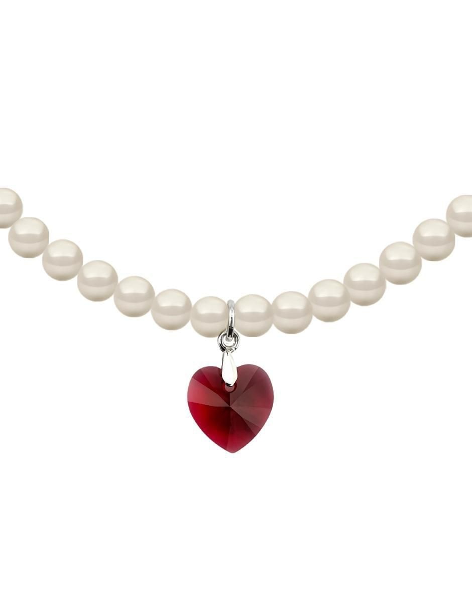 Collar y pulsera de corazón Éclair 
de plata P 925 perla de cristal 4