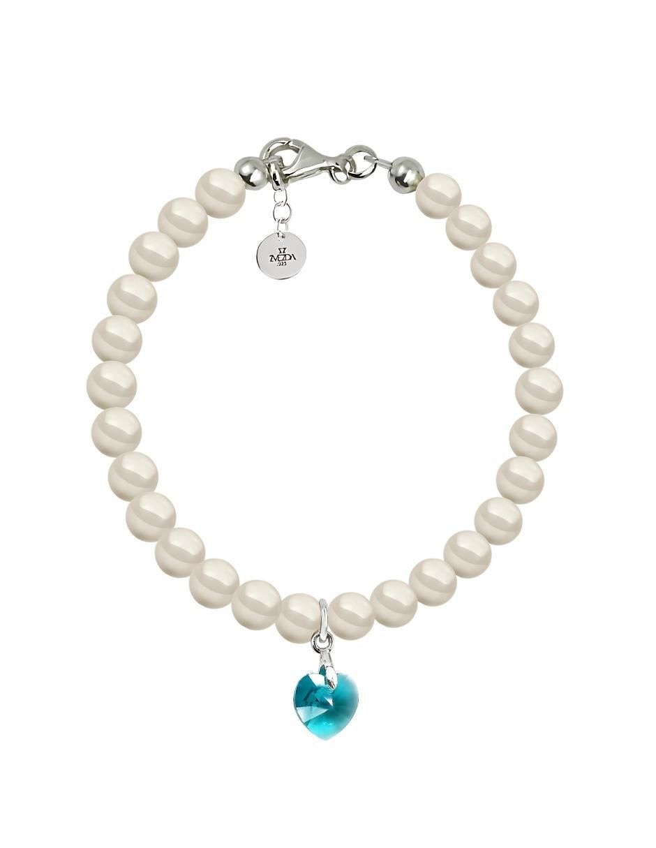 Collar y pulsera de corazón Éclair 
de plata P 925 perla de cristal 3