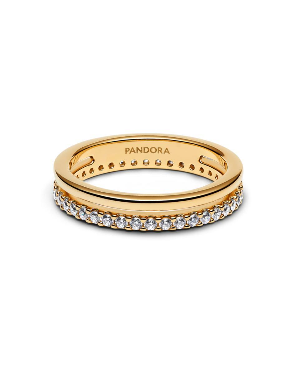 Anillo Timeless de plata P 925 zirconia cúbica con acabado baño de oro