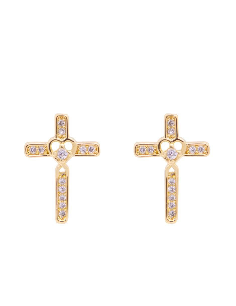Aretes de cruz con acabado brillante zirconia Aretes de cruz con acabado brillante zirconia