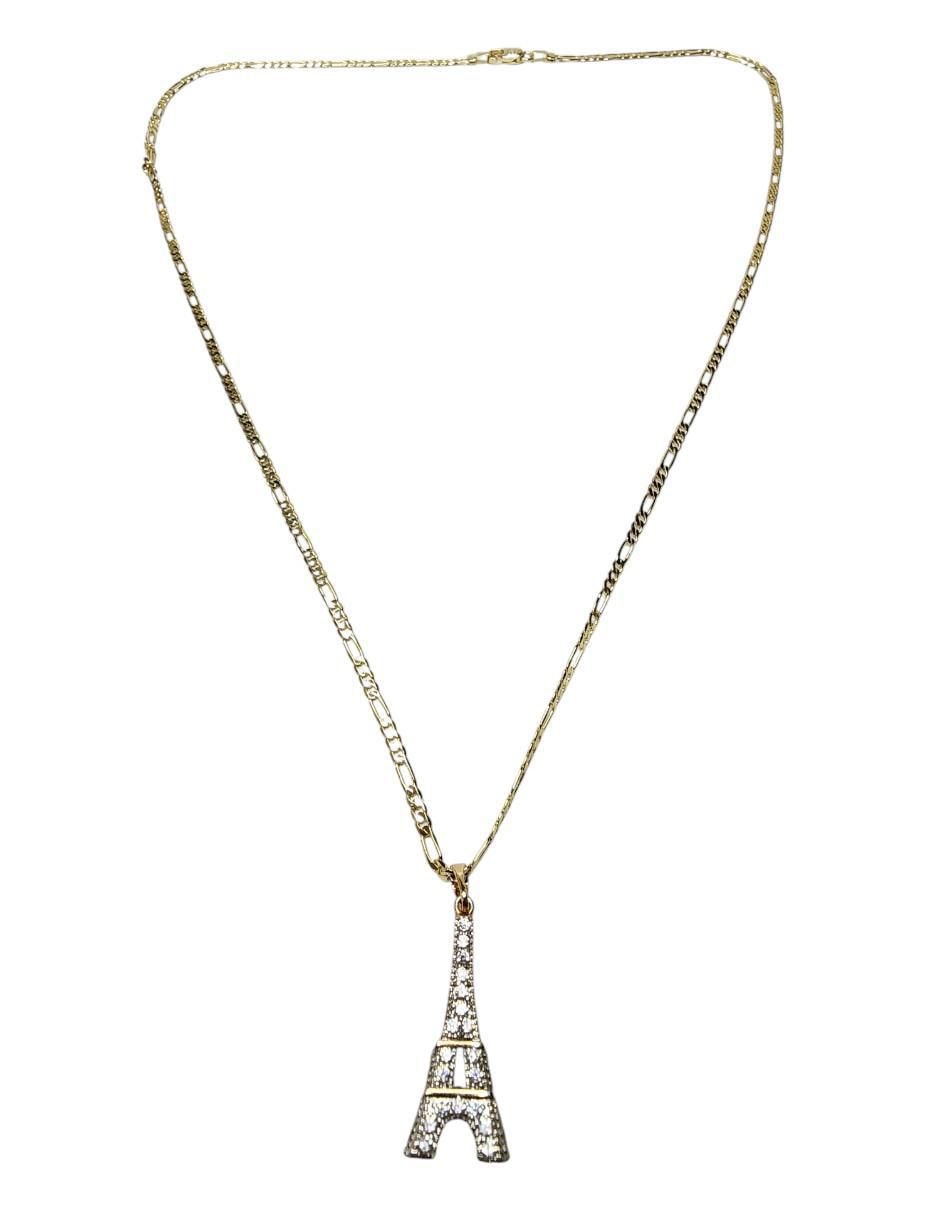 Collar francia de torre eiffel Viajando de oro laminado 14 K 2