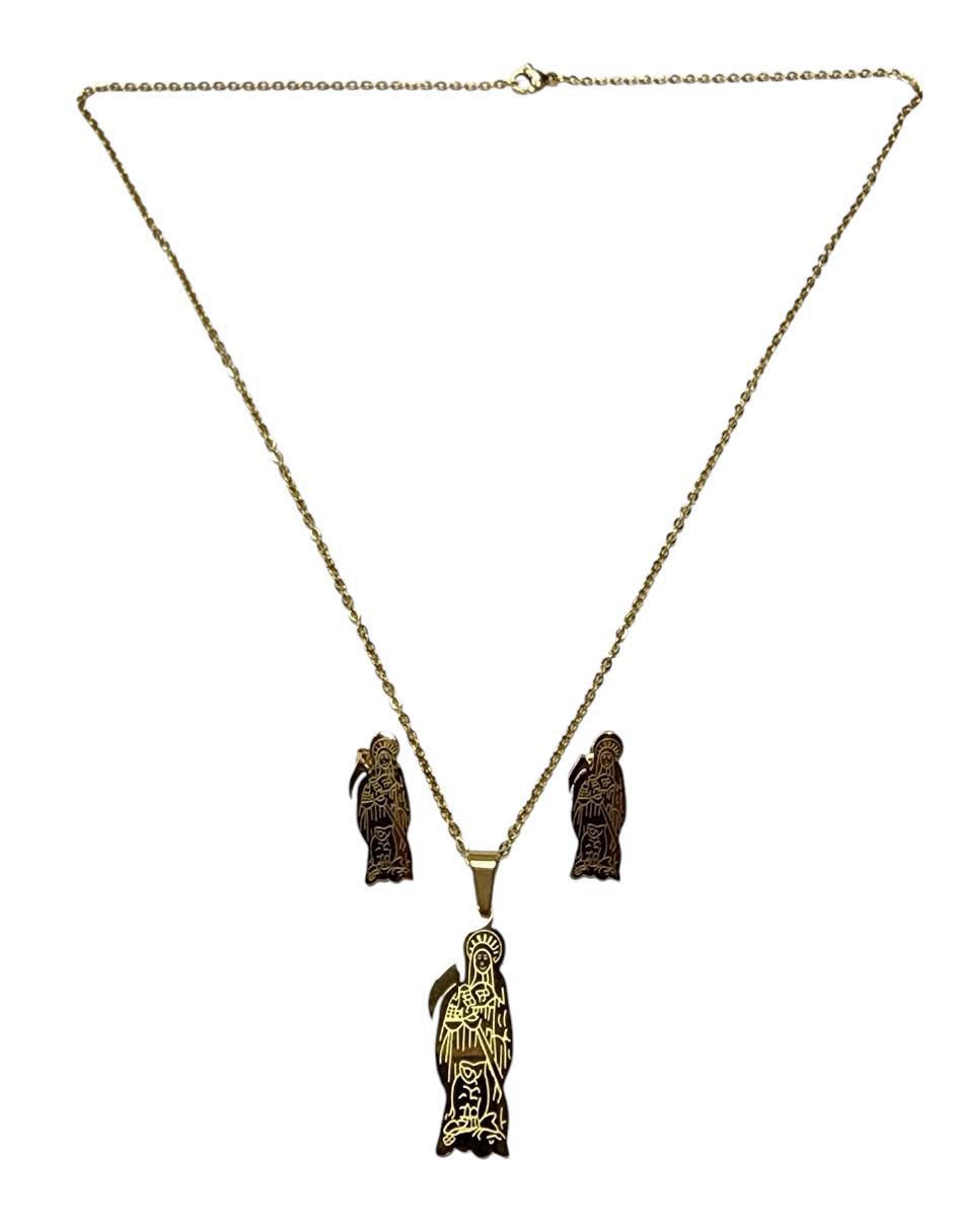 Aretes y collar Santa Muerte 2