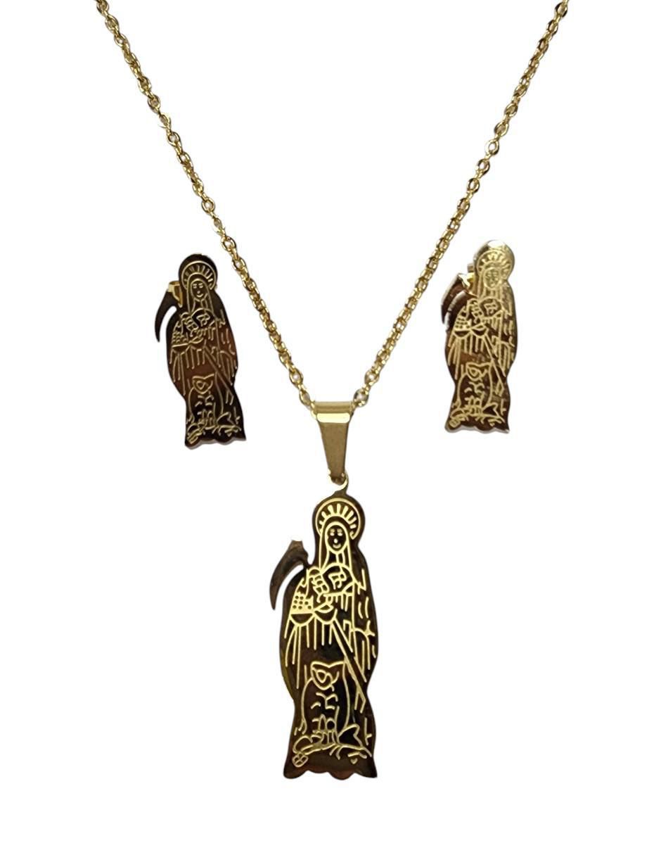 Aretes y collar Santa Muerte 3