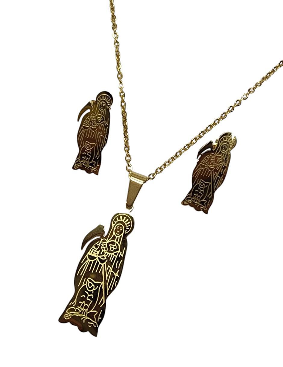 Aretes y collar Santa Muerte 4