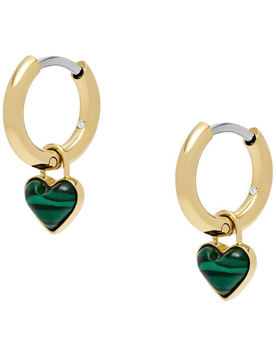 Aretes de corazón Jewelry con acabado brillante malaquita 3