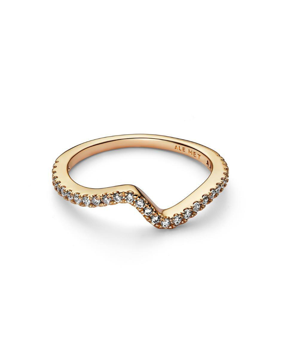 Anillo Timeless de plata P 925 zirconia cúbica con acabado baño de oro 3