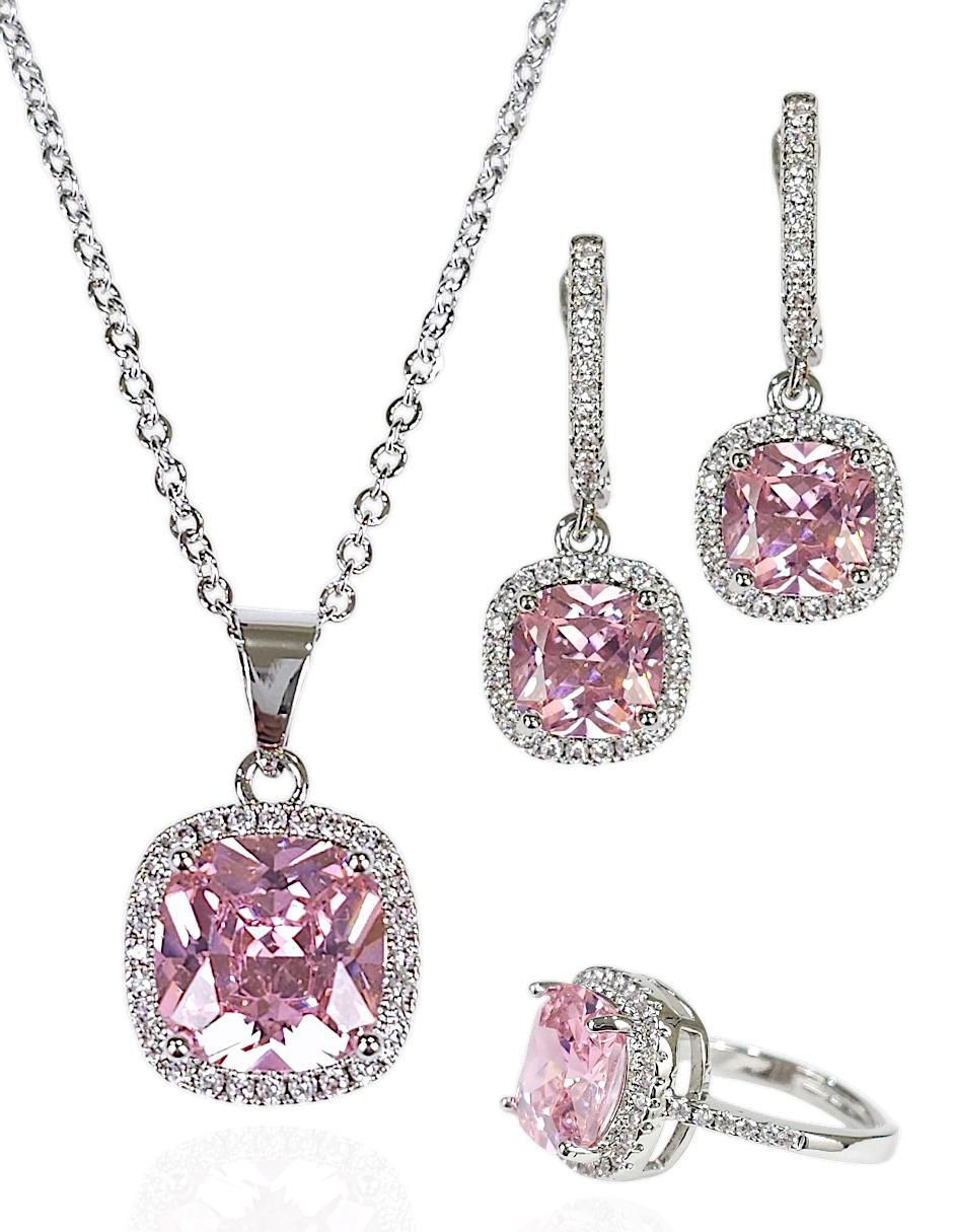 Aretes, collar y anillo zirconia Aretes, collar y anillo zirconia