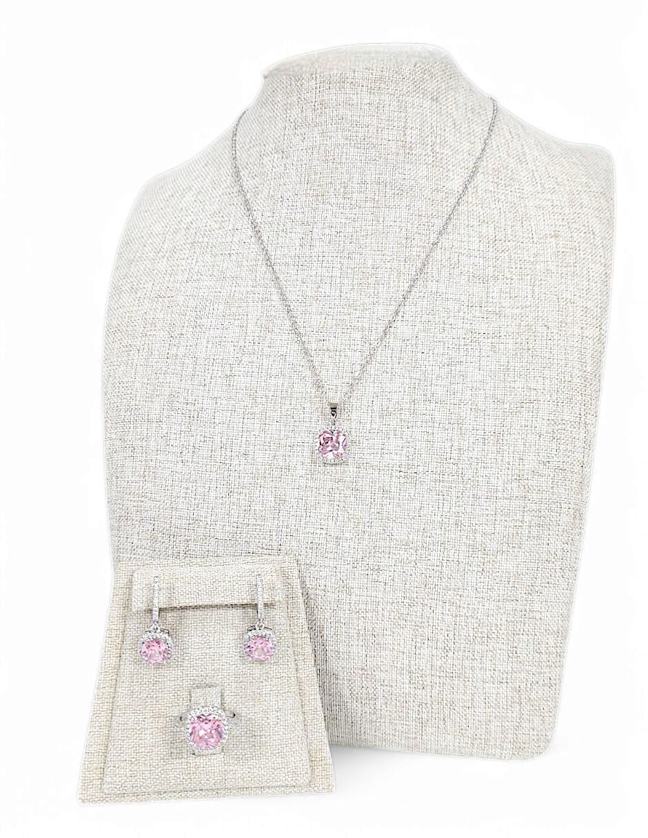 Aretes, collar y anillo zirconia 9