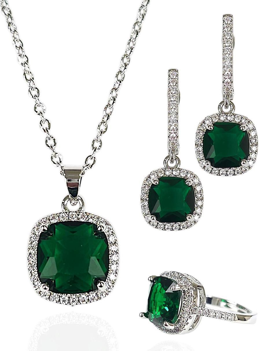 Aretes, collar y anillo zirconia Aretes, collar y anillo zirconia