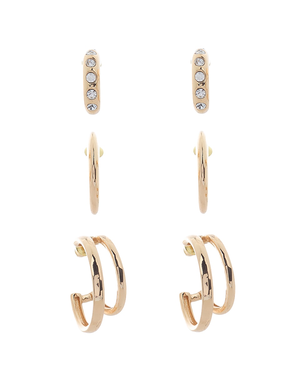 Set de aretes Timeless Trios con acabado brillante