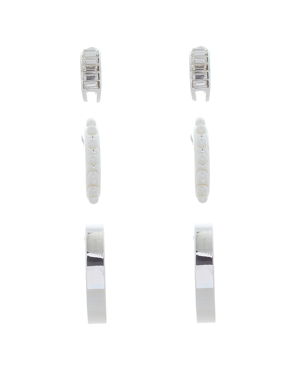 Set de aretes Timeless Trios con acabado brillante