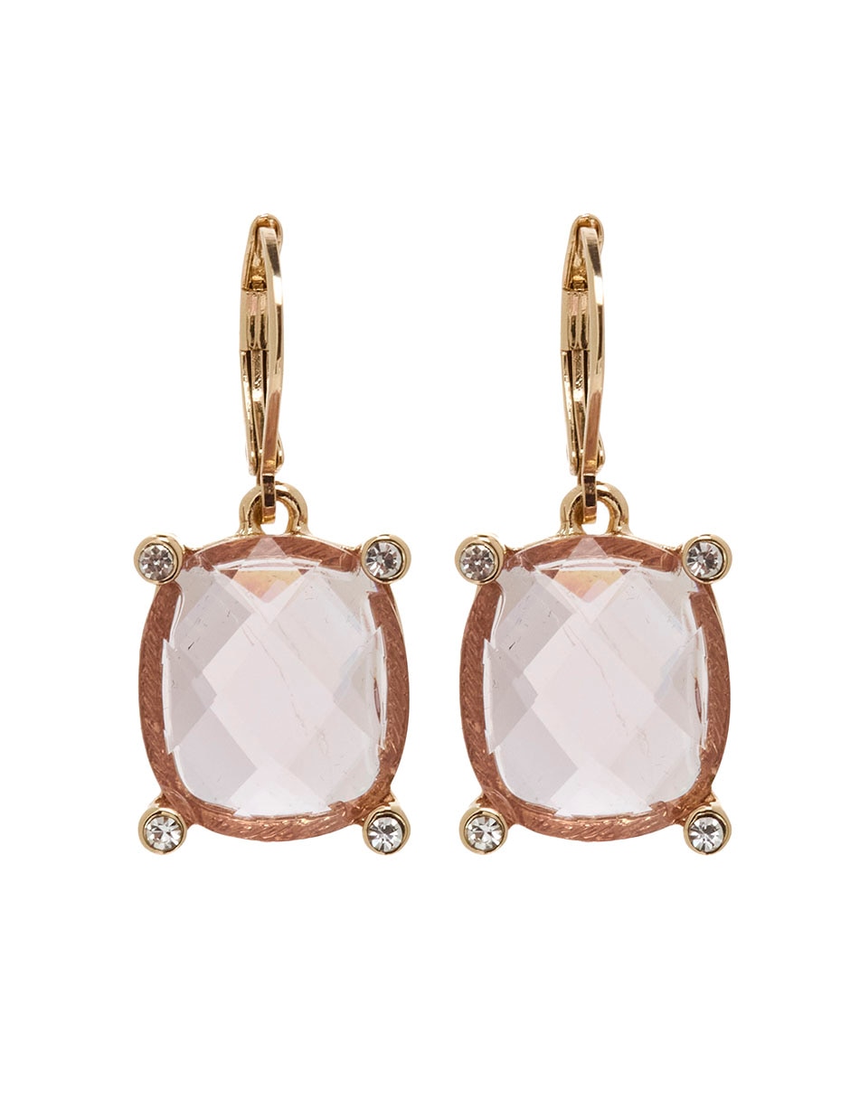 Aretes huggies rectangulares Gemstone Glow con acabado lustre cristal