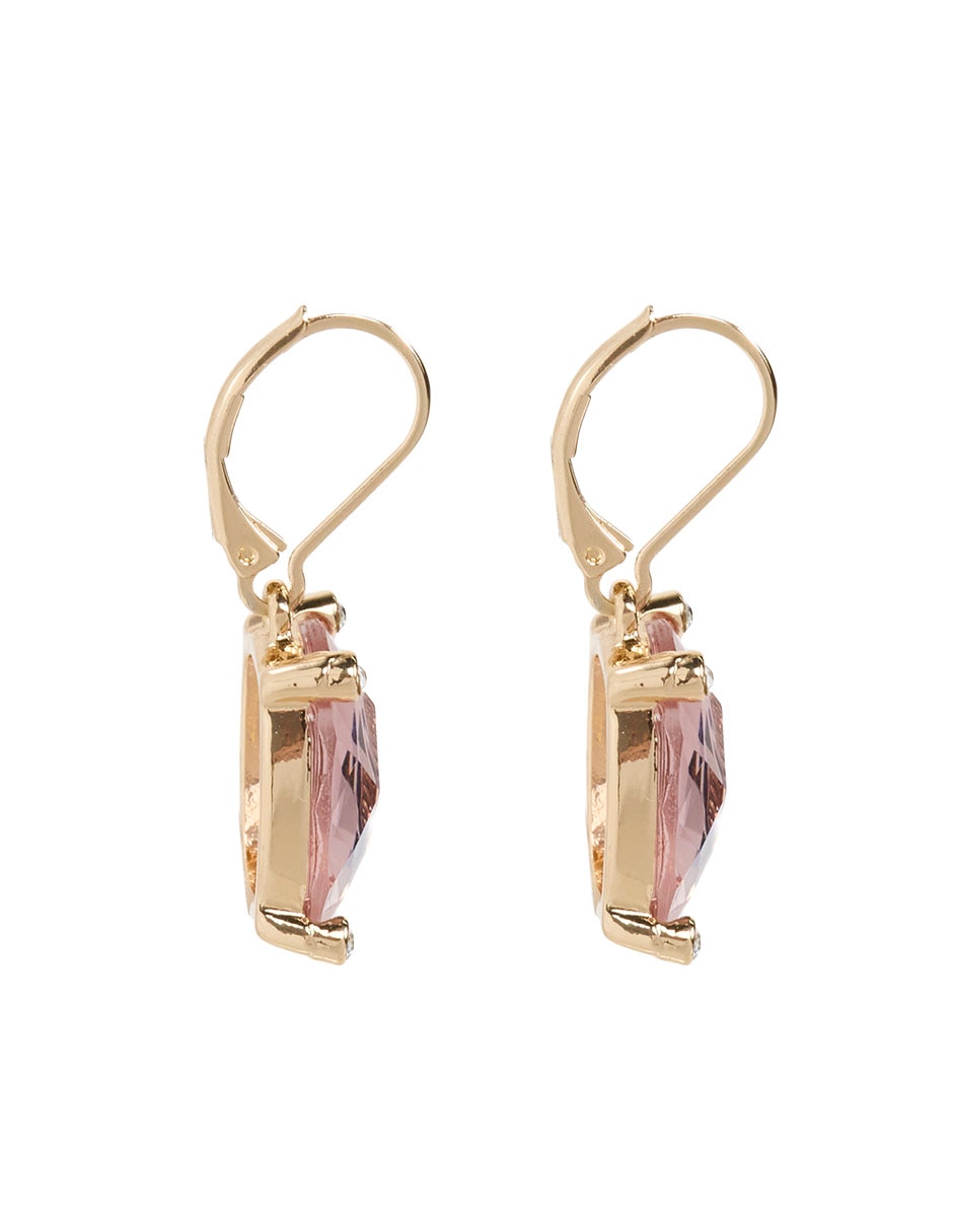 Aretes huggies rectangulares Gemstone Glow con acabado lustre cristal 3