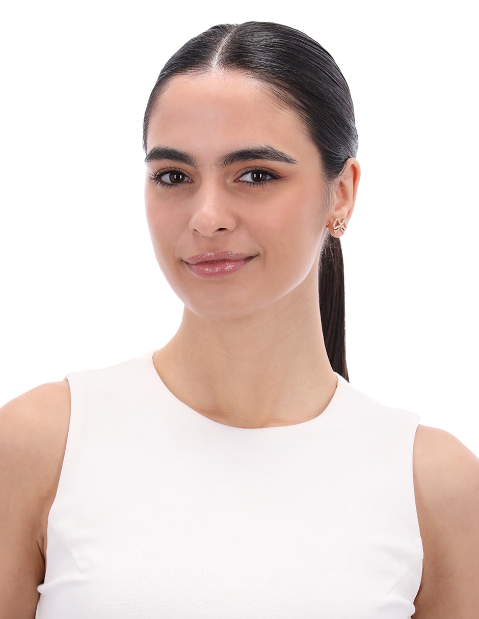 Aretes de moño Glimmering Ears con acabado brillante cristal 3