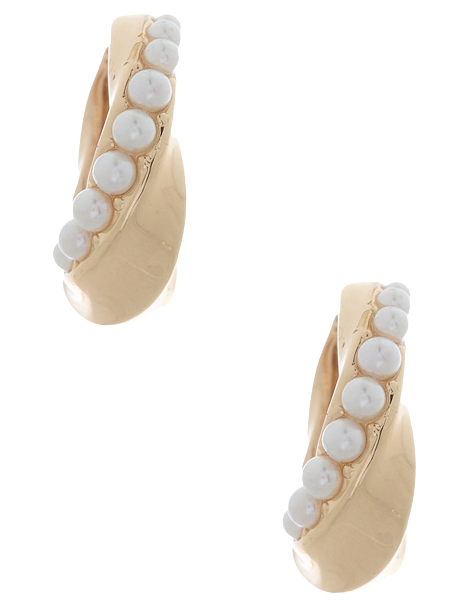 Aretes de aro circulares Layered Luxury con acabado brillante perla