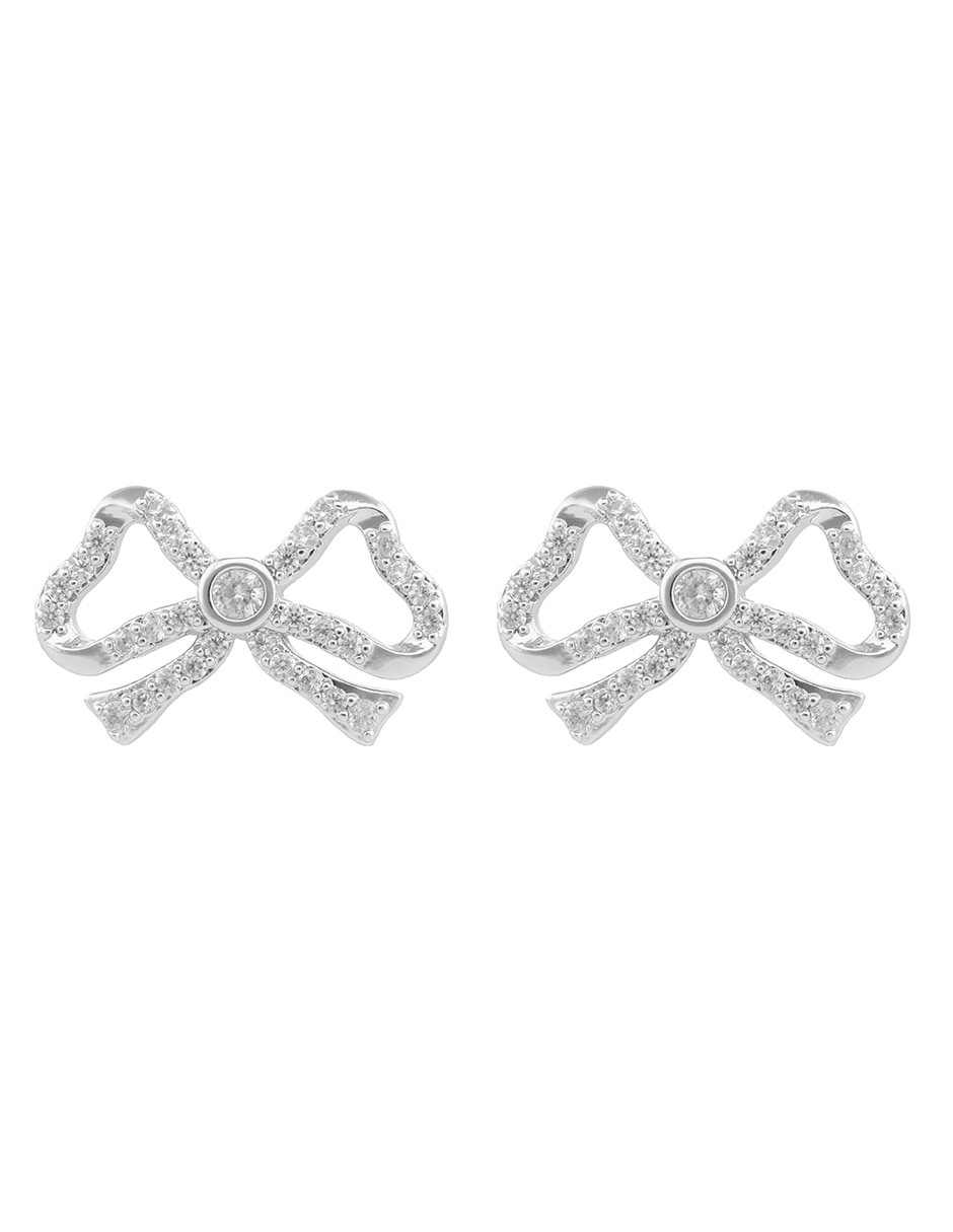 Aretes de moño Glimmering Ears con acabado brillante cristal
