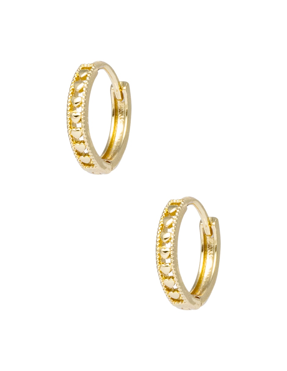 Aretes circulares Metales Corazón Flat con acabado brillante 2