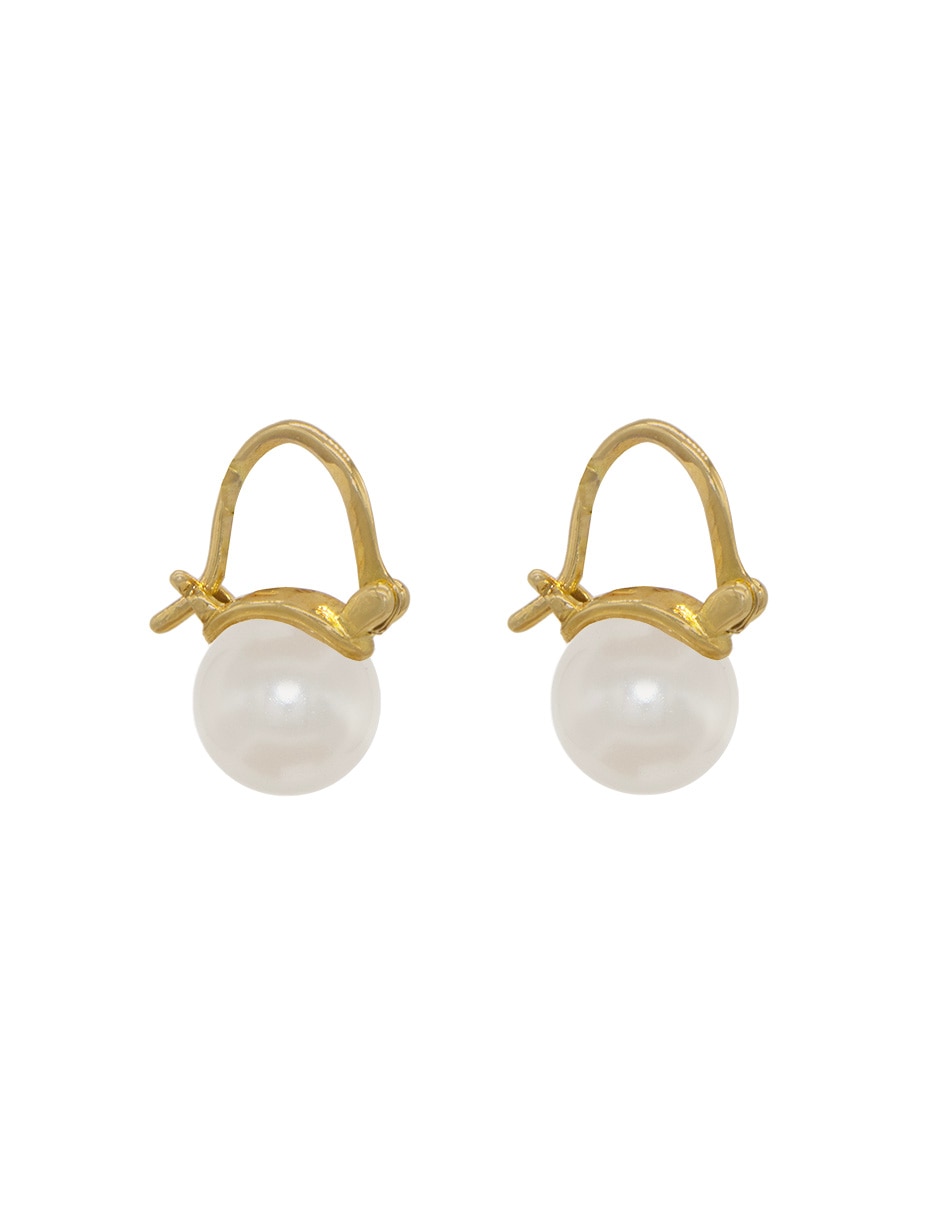 Aretes redondos perla de cristal
