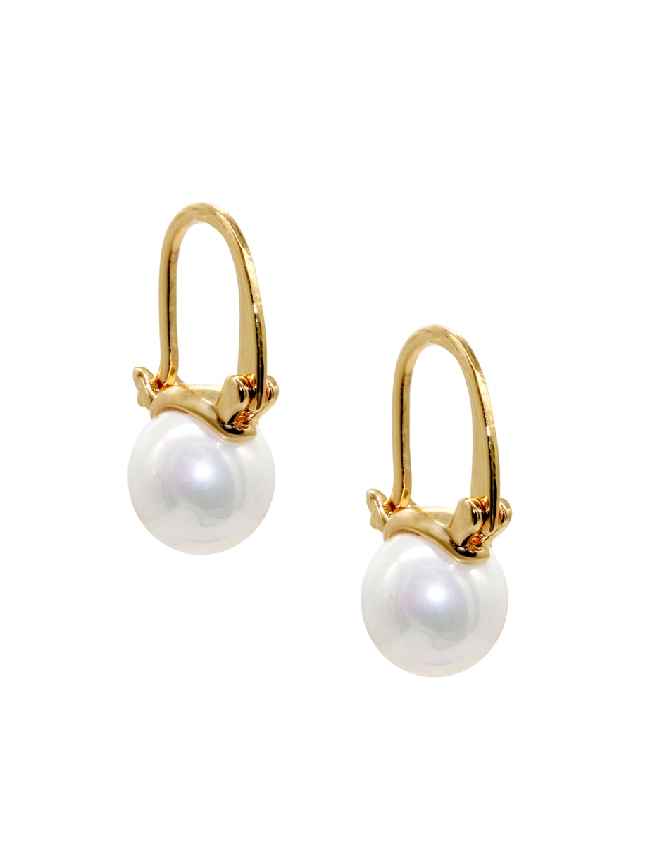 Aretes redondos perla de cristal 2