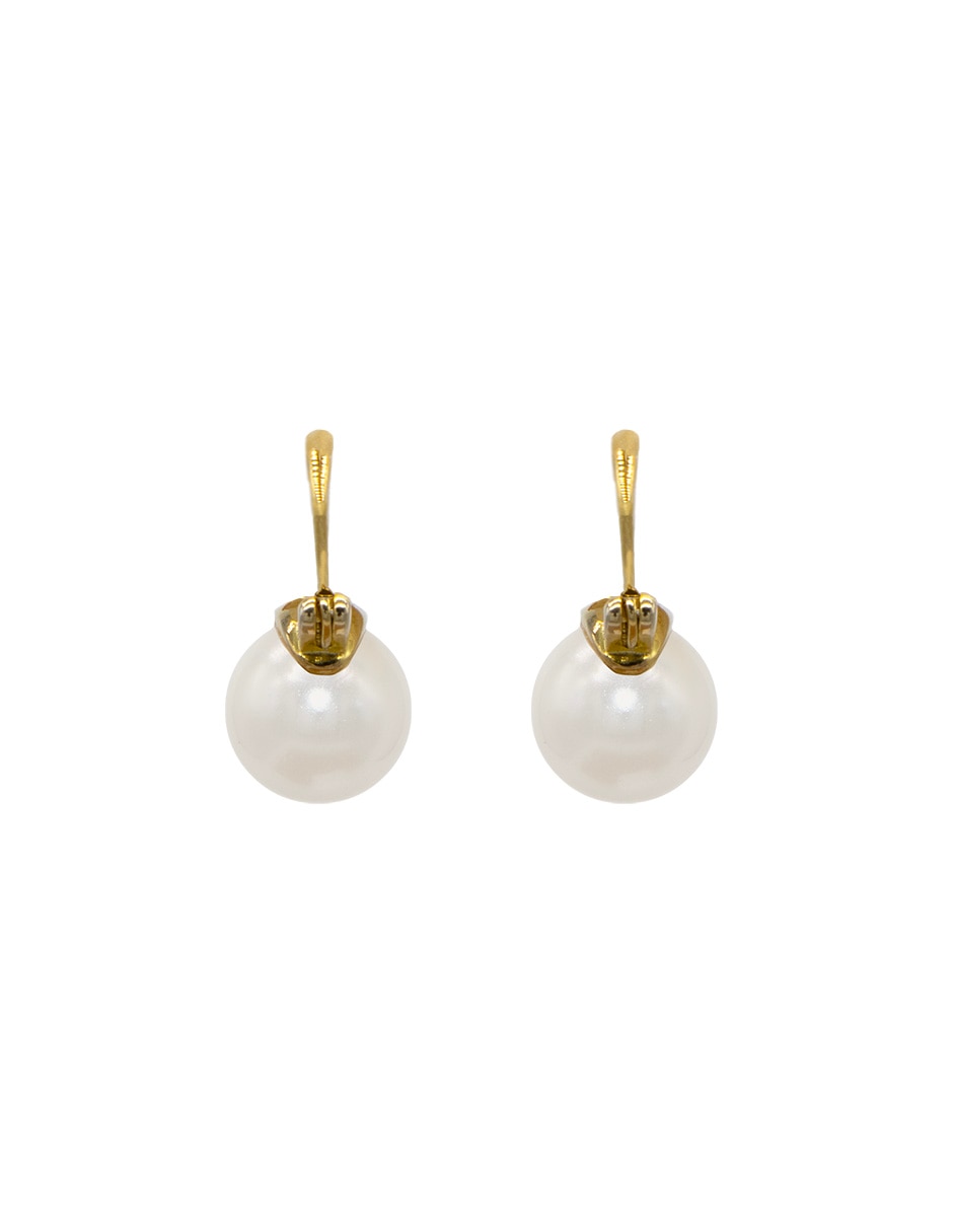 Aretes redondos perla de cristal 3