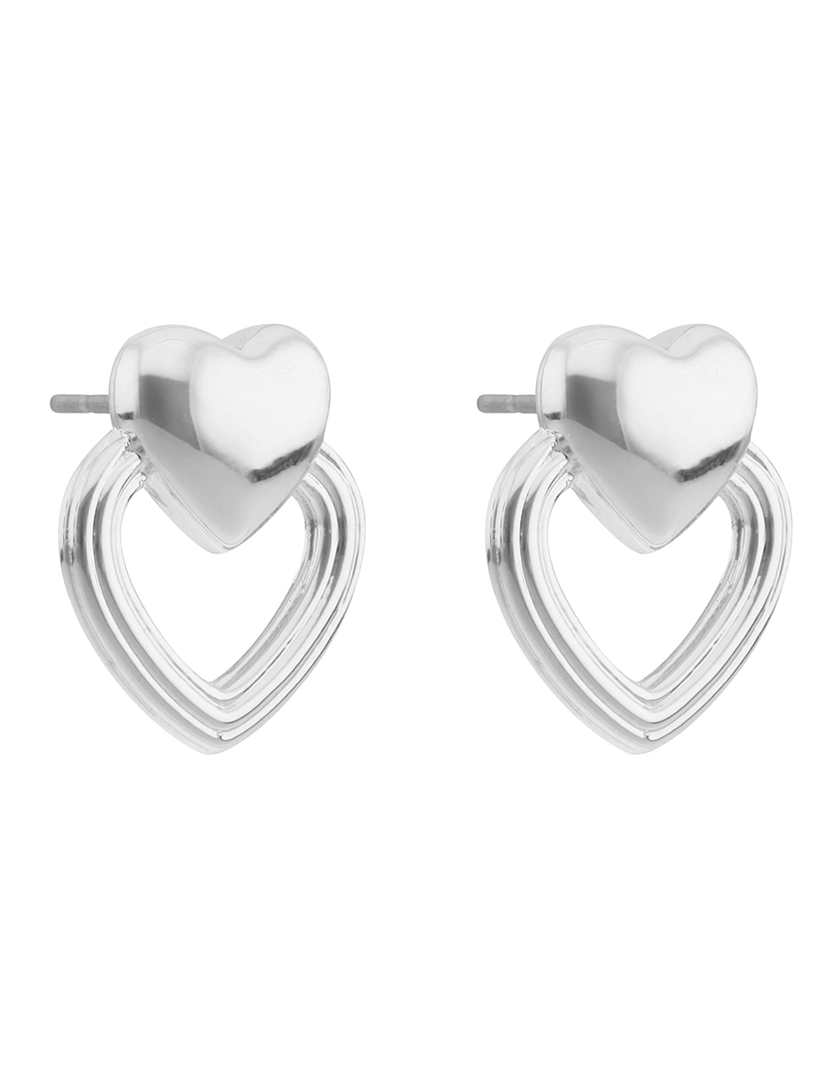 Aretes de corazón con acabado brillante 2