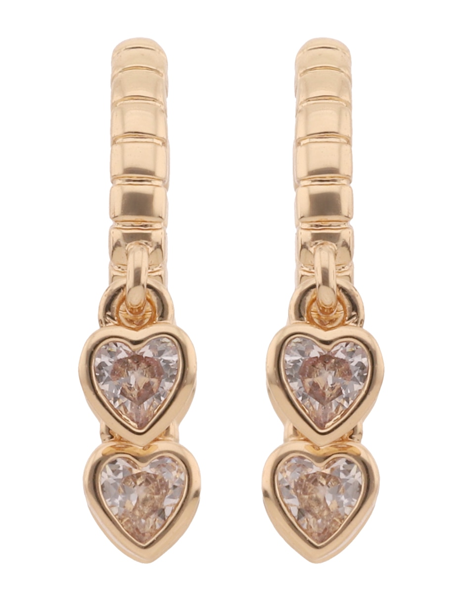 Aretes de corazón con acabado brillante cristal