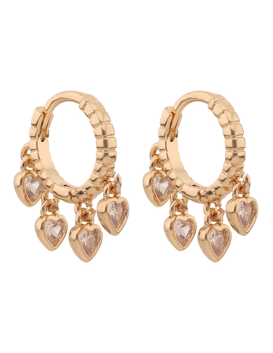 Aretes de corazón con acabado brillante cristal 2