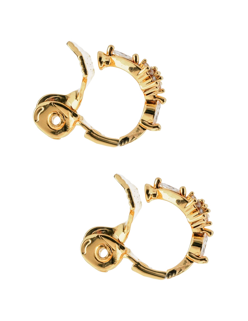 Aretes cortos de flor con acabado brillante cristal 3